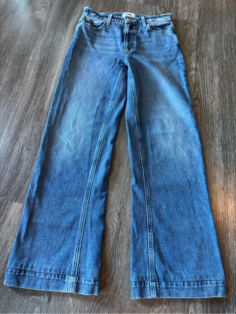 PAIGE Leenah Jeans Womens High Rise Wide Leg Classic Cotton Stretch